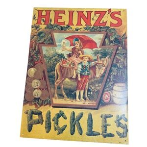 Vintage "HEINZ'S PICKLE'S" Embossed Metal Sign, 1993, 16" High X‎ 12" Wide